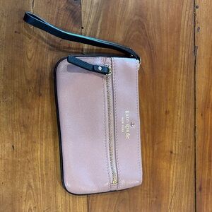 kate spade blush pink and black wristlet wallet